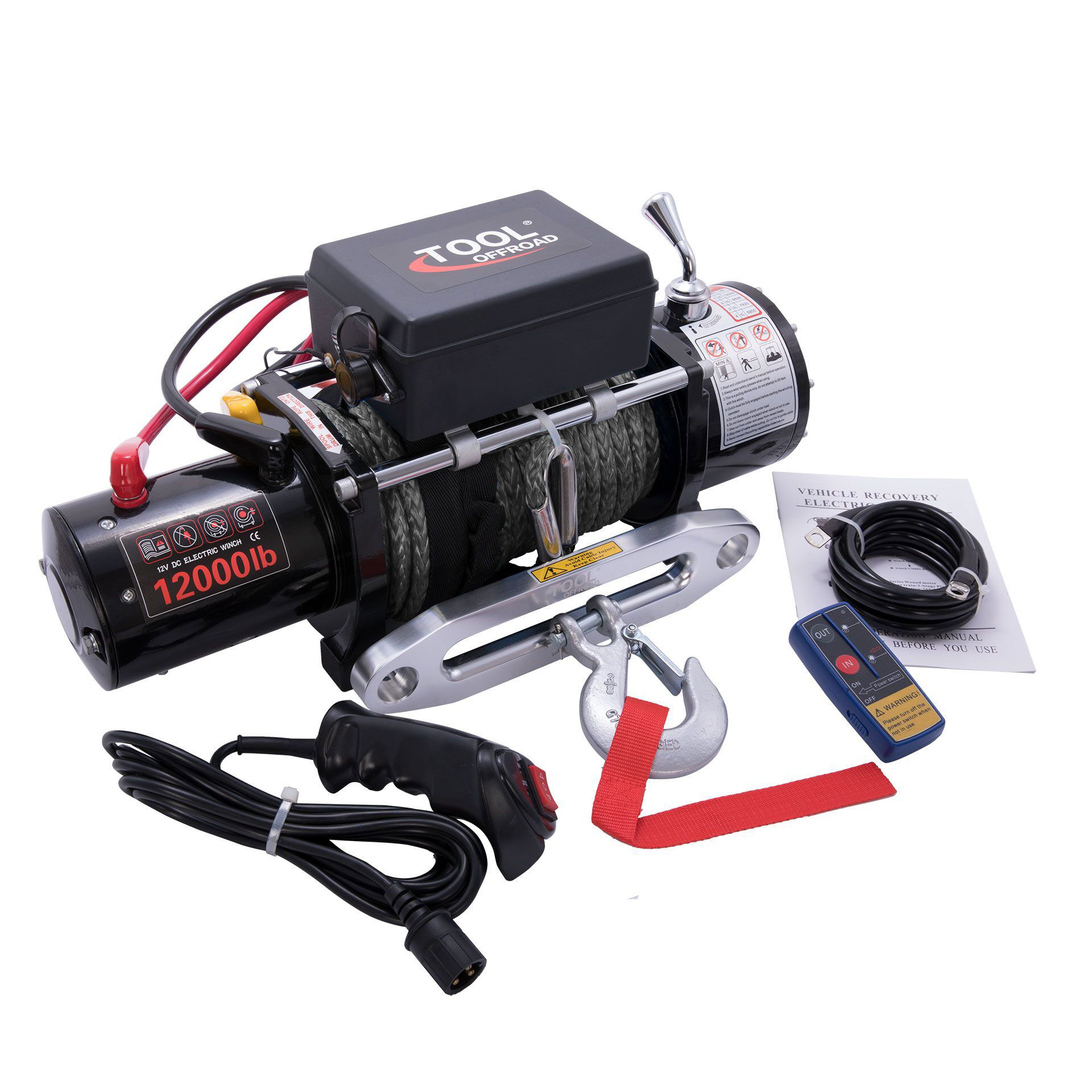  12000Lb Trailer Quiet Brake Car Electric Winch Synthetic Rope 12V Permanent Magnet Motor