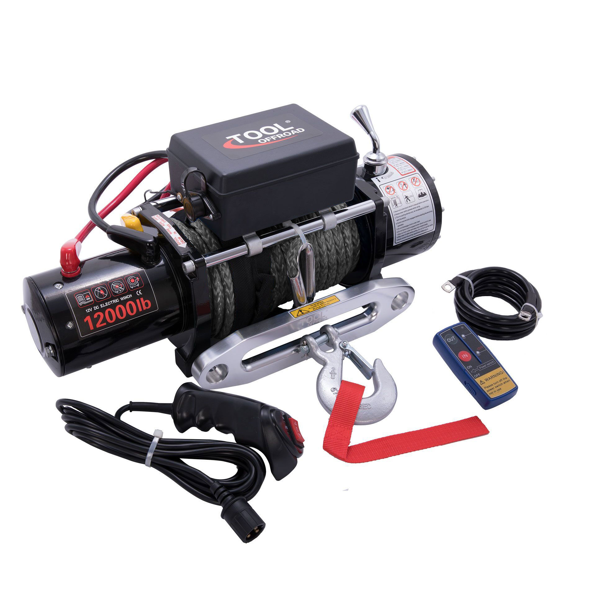  12000Lb Trailer Quiet Brake Car Electric Winch Synthetic Rope 12V Permanent Magnet Motor