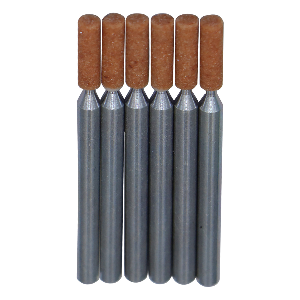  1/8" (D) x 3/8" (T), W145, Cylinder End, Vitrified Aluminum Oxide Mounted Points, Abrasive, 6 Pcs, Made In Taiwan