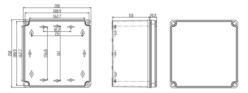  IP67 ABS Plastic Enclosures Junction Box 7.9" x 7.9" x 5.1"