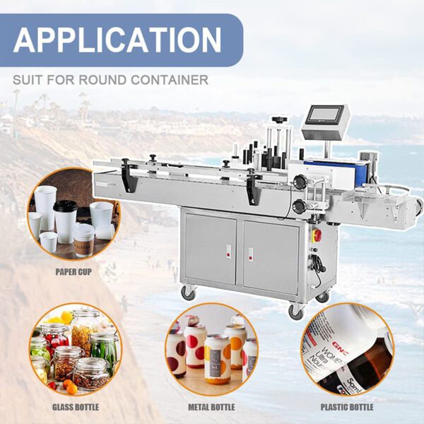  Automatic Round Bottle Labeling Machine 80-100 pcs/min For Bottle Can and Wine Package Equipment