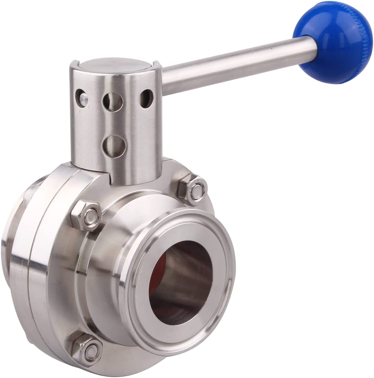2 Sanitary Safety Valve Butterfly Valve with Pull Handle 304 Stainless Steel Tri Clamp (2.5" Tube OD)