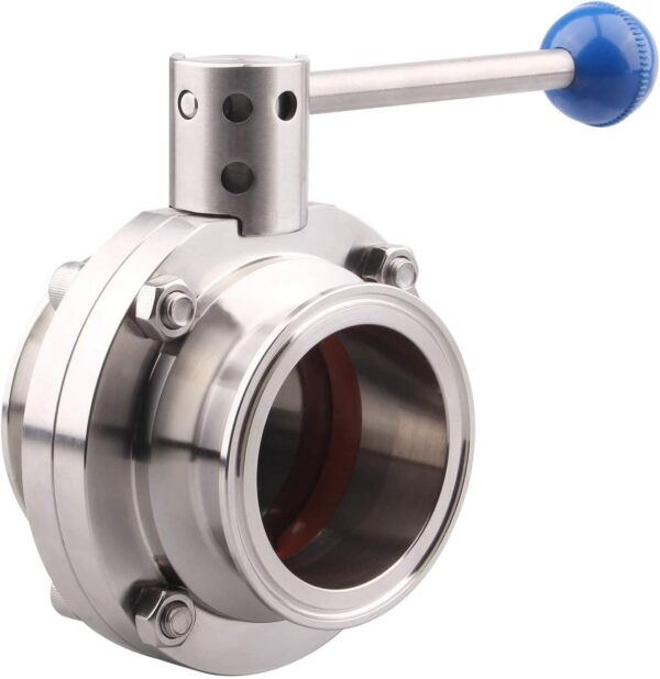 1 Sanitary Safety Valve Butterfly Valve with Pull Handle 304 Stainless Steel Tri Clamp (2.5" Tube OD)