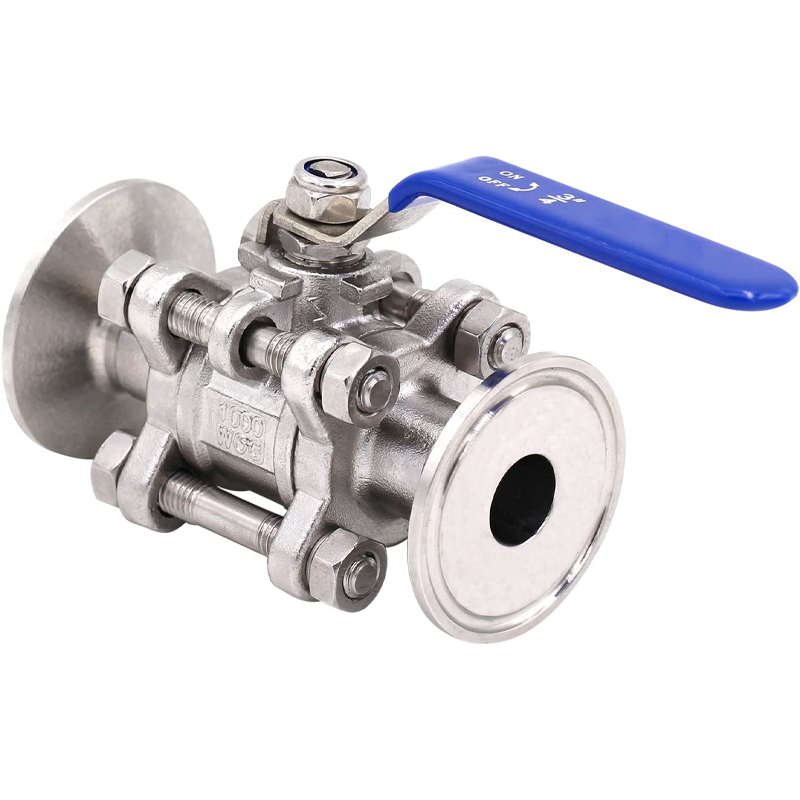  3/4" Sanitary Ball Valve Fits 1.5" Tri-Clamp Clover Stainless Steel 304, PTFE Lined , Two Way & Three Piece (3/4 Inch Tube OD Quick Clamp)