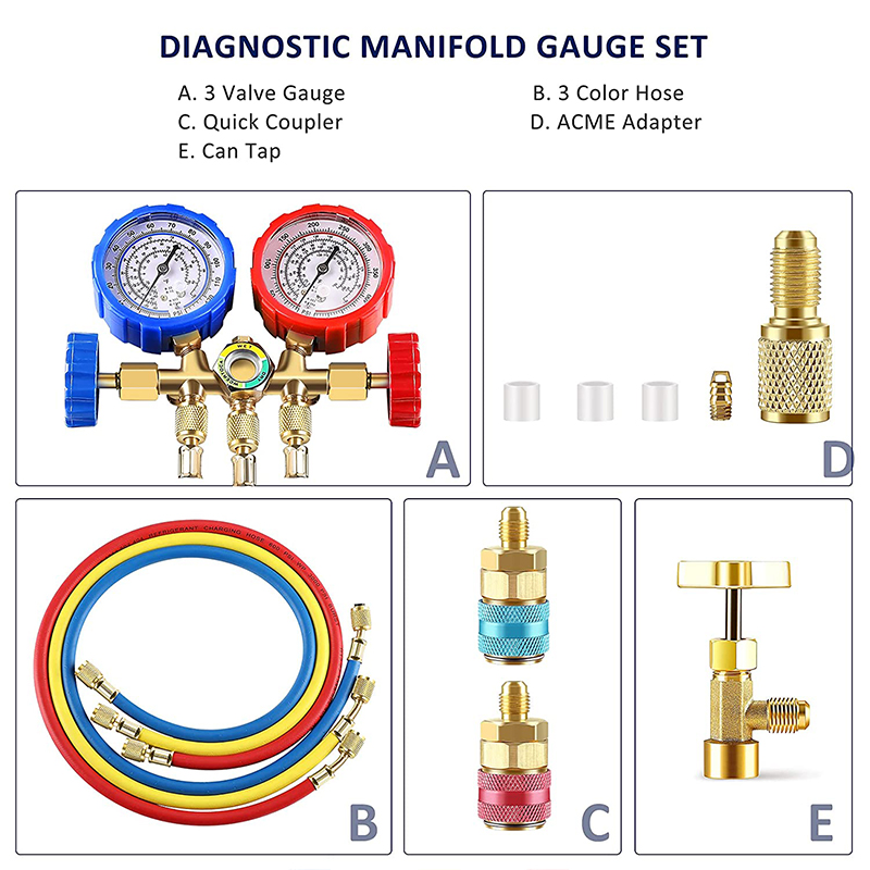  Manifold Gauge Set 3 Way AC Diagnostic Manifold Gauge Set