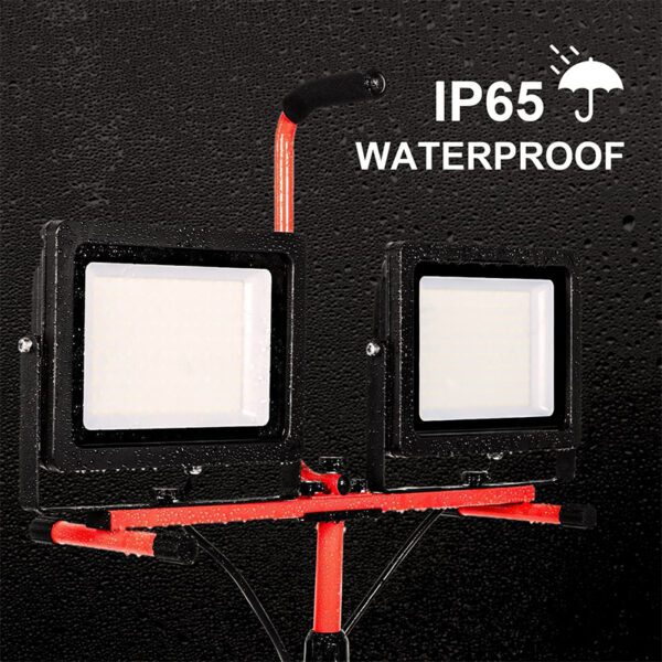  Led Work Light, 100W 10000LM 5000K Daylight White Work Lights with Stand, Rotatable Twin-Head & Telescopic Metal Tripod, Portable Led Flood Light Indoor/Outdoor IP65 Waterproof.Led work