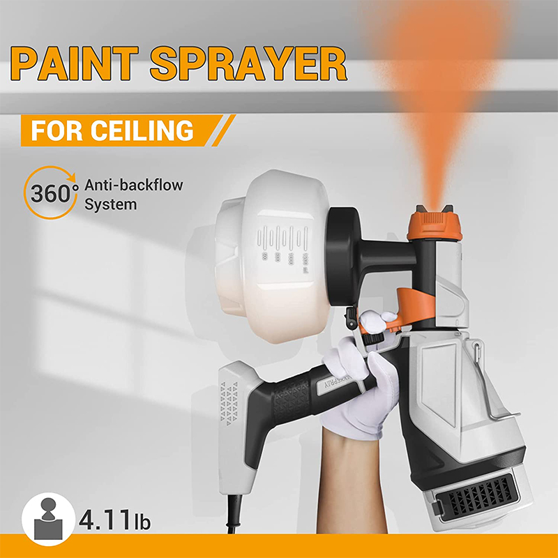  Paint Sprayer, HVLP Electric Spray Paint Gun, 1200ML, 4 Nozzles, 3 Patterns, Paint Sprayer for House Painting, Home Interior and Exterior, Furniture, Fence, Walls, Cabinet, Ceiling140