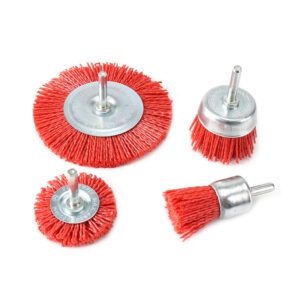  4Pcs Nylon Filament Abrasive Wire Cup Brush Nylon End Brush Kit for Drill Rotary Tool with 1/4'' Shank