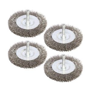  4PCS 3 Inch Stainless Steel Wire Wheel Brushes Kit for Drill with 1/4-Inch Shank,Wire Wheels for Power-Operated Grinders