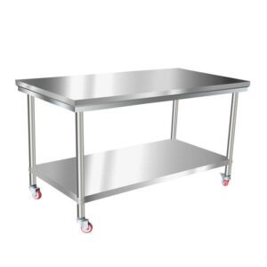  Stainless Steel Work Table 36x24 Inch with 4 Wheels Commercial Food Prep Worktable with Casters Heavy Duty Work Table for Commercial Kitchen Restaurant