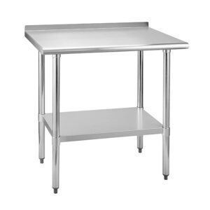  Stainless Steel Desk 24" X 36" Inches with Adjustable Shelves and Backsplash, Commercial Workstation, Kitchen Garage Laundry Room Outdoor Grilling Utility Table