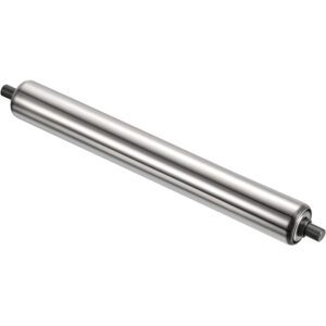  Conveyor roller 1.5" diameter 16" length, stainless steel gravity transmission replacement parts galvanized end, silver, unpowered roller conveyor belt roller accessories, security inspection roller