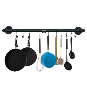 23.7 Inch Stainless Steel Pots and Pans, Hooked Pot Rack, Wall Mounted Pot and Pan Rack, Kitchen Hooks, Kitchen Wall Pot Rack