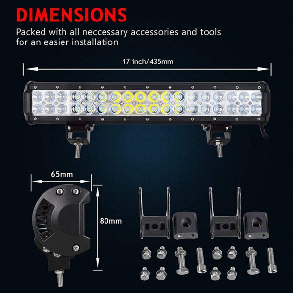  17 Inch 108W Flood Light Combination LED Work Light Bar for Truck/Car/ATV/SUV/4X4 Jeep Truck Driving Light