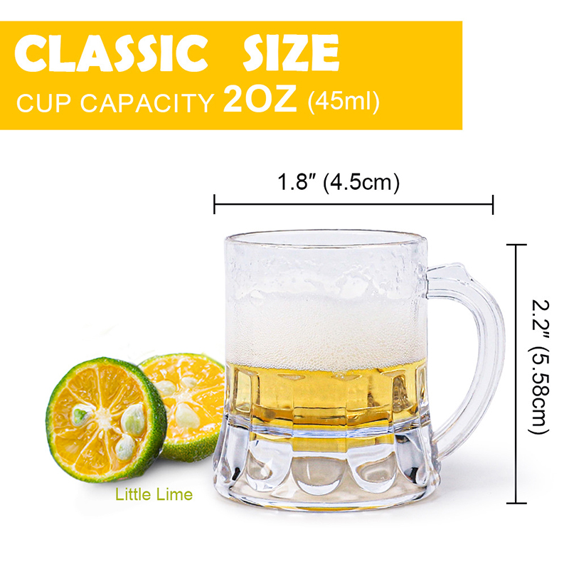  30 Pcs Mini glass Beer Mug,Clear glass Beer Glasses,2 oz Shot Glasses with Handles,Reusable Beer Stein Tasting Glasses Whiskey Juice Cups for Drinking Beer Festival Party BBQ