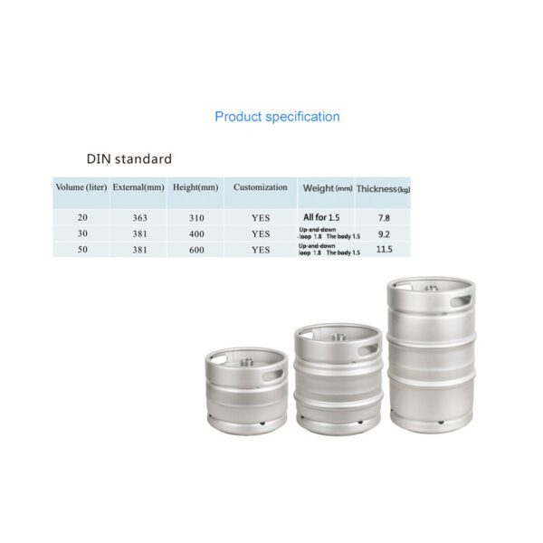  20L DIN standard beer barrel, craft beer barrel, draft beer barrel, turnover barrel self-brewed 304 stainless steel
