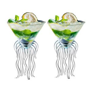  Octopus Martini Glass Creative Cocktail Drinkware Bar Goblet Tools (2 Transparent)