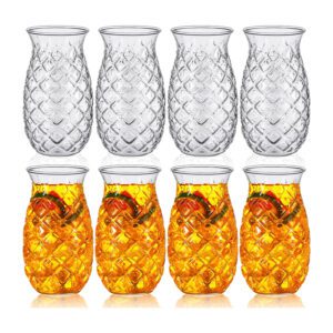  Set of 8 Pineapple Glasses 17 oz Retro Relief Pineapple Cups Clear Pineapple Drinking Cup for Wine Cocktail Drink Martini Whiskey Juice Outdoor Pool Party Picnics