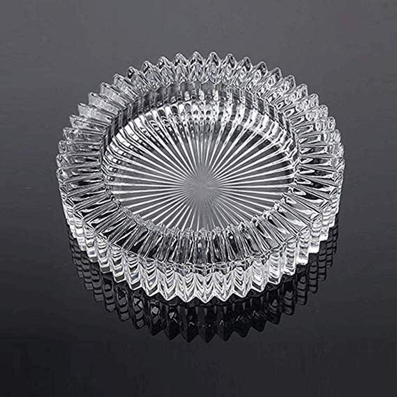  Glass Ashtray/Candy Dish - for Home OR Office - Smoke Collectible Tribal Decoration - (Round) Asymmetrical (6", New Asymmetrical)2PCS