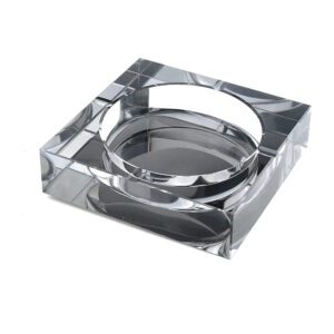  Large Glass Ashtrays,Modern Clear Ashtray for Office,Indoor,Outdoor,Patio,Home Decor(Black,Square,6"x6")2PCS