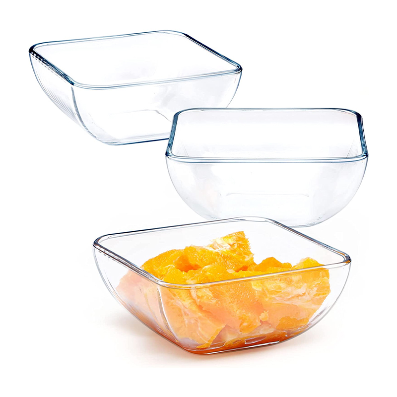  Glass Bowl Glass Mixing Bowls Set Glass Salad Bowls Glass Cereal Bowls Glass Serving Bowls Microwave Safe Clear Glass Bowls for Mixing, Storing, Preparing Square Bowl (6 inch)