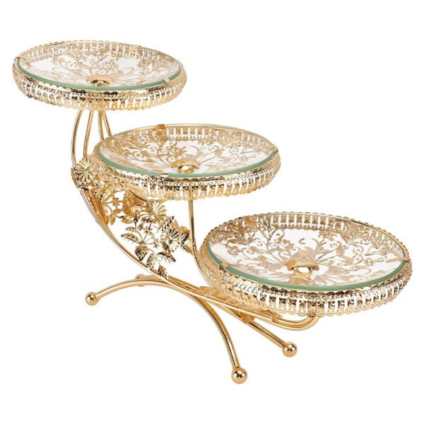  Fruit Baskets Tiered Cupcake Stand Dessert Plate European- Style Cake Stand Fruit Candy Buffet Display Tower Glass Serving Tray for Wedding Home Birthday Party Gold Large Metal Basket