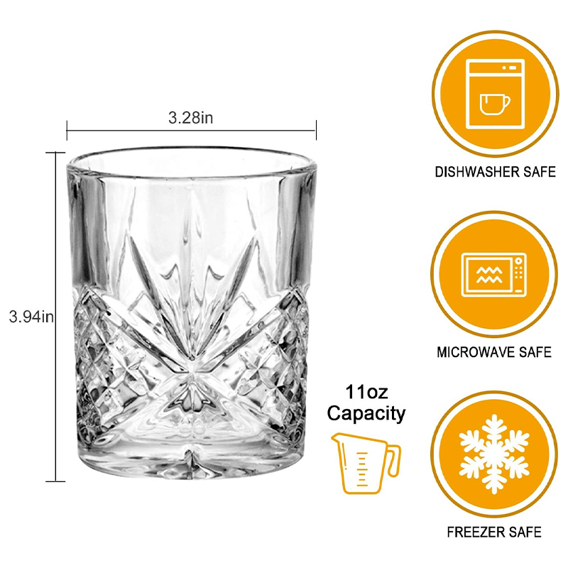  GLASSES 11 oz,Round Clear Drinking Glass,Whisky Glasses,Old Fashioned Cocktails Glasses Bourbon Glasses for Restaurants,Bars,Parties,Water Cups Vodka Cups Liqueur Spirits Glasses 8 Pack