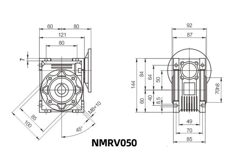 Gear Reducer NMRV050 Worm Gear Reducer Speed Ratio 30:1 Output Hole 25mm
