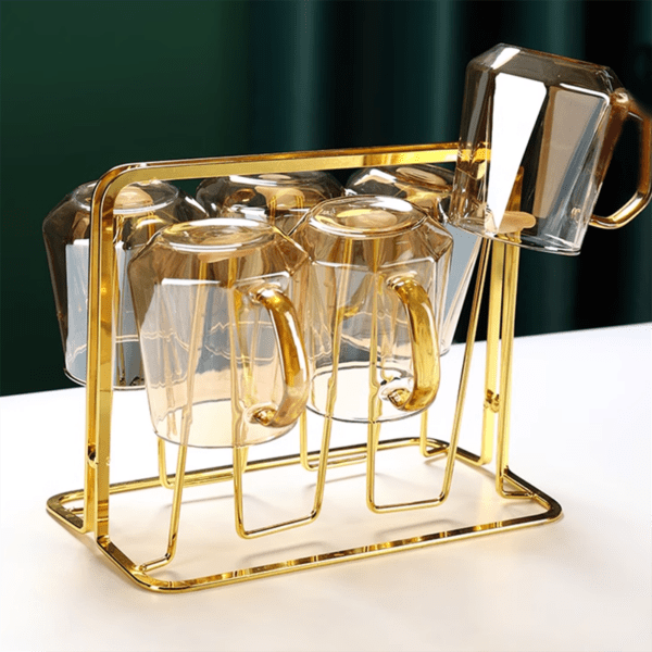glass 300ML Tea Cup Amber Crystal Diamond Glass 6pcs