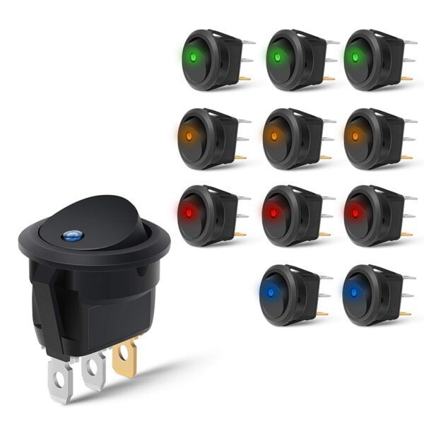  12PCS Round Toggle LED Switch 3A 3 Pins 2 Positions Car