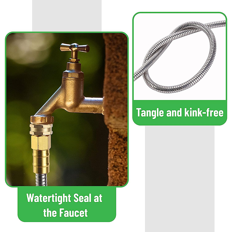 Gartenschlauch, 10 Fuß, Edelstahlschlauch, Metallschlauch, Metall-Gartenschlauch, Edelstahl-Gartenschlauch, Außenschlauch, knickfreier Gartenschlauch, kurzer Gartenschlauch, Gartenschlauch Metall - Bild 4