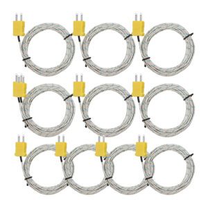  3 Meters K Type Mini-Connector Thermocouple Temperature Probe Sensor Temperature Sensing Line K Type Thermocouple Wire Measure Range -50 to 400 Celsius, Compatible with TM902C/ TES1310 (10 Pieces)