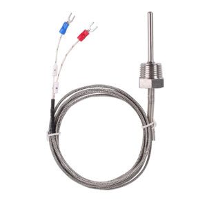  Waterproof K Type Thermocouple - Grounded Temperature Sensor Probe for PID Temperature Controller Two Wire Stainless Steel NPT3/4" BSPT 1/2" inch Pipe Thread 0~500℃ with 2m Shield Wire