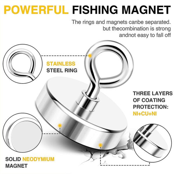  Strong Neodymium Fishing Magnets 20kg Rare Earth Magnet