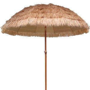  Thatched Patio Beach Umbrella Hawaiian Style 8 Ribs UPF 50+
