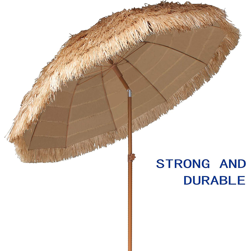  Thatched Patio Beach Umbrella Hawaiian Style 8 Ribs UPF 50+