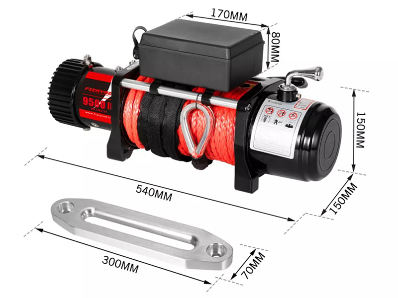  FIERYRED Electric Winches 9500LBS 12V Synthetic Rope