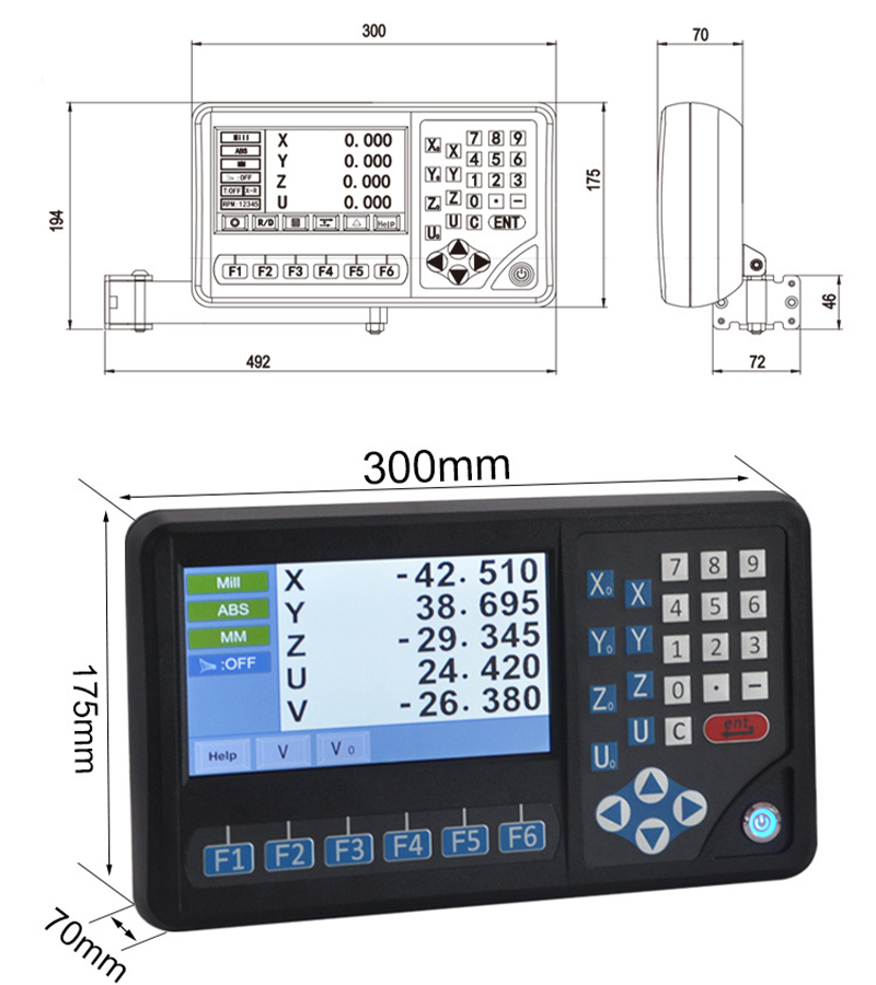  2/3/4/5 Axis DRO Digital Readout Display System with 5μm/1μm