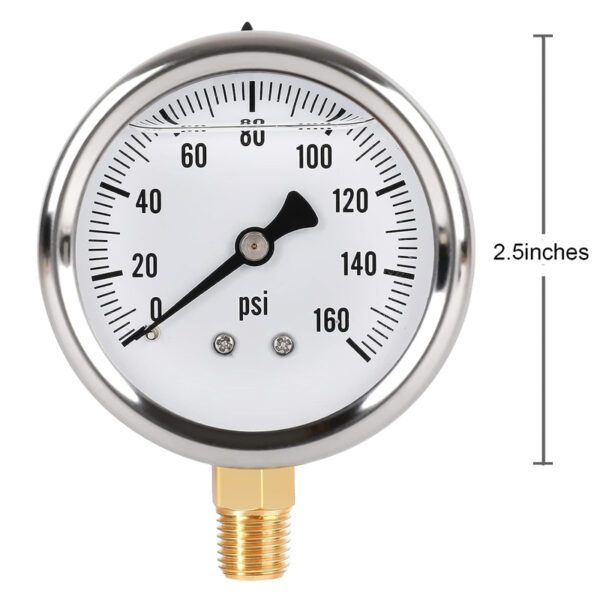  Glycerin Filled Pressure Gauge with 304 Stainless Steel Case