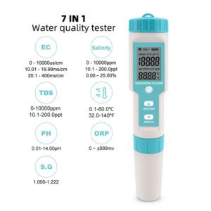  7 In 1 Water Quality Tester Waterproof pH Meter