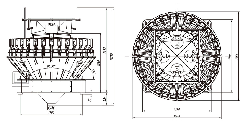  Multihead Weigher 32-Head 5-240g Weighing Range Nut Food
