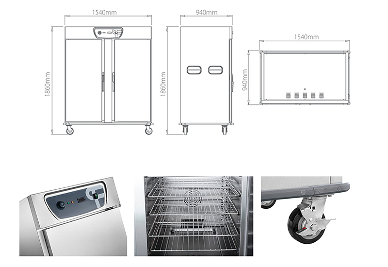  Two Door Food Warmer Cabinet Cart 30℃～85℃ 22 Layers Hotel