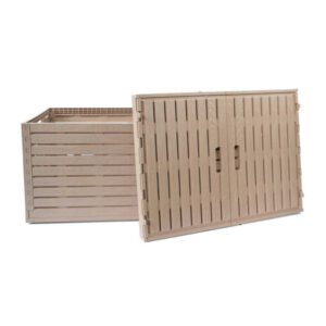 Custom 190L Wood Like Collapsible Storage Bins Folding Plastic Stackable Utility Crates With Wheels