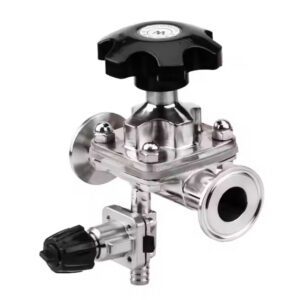 Sanitary Pharmaceutical Aseptic Stainless Steel SS316 316L Manual Tri Clamp Three Way Diaphragm Sampling Valve