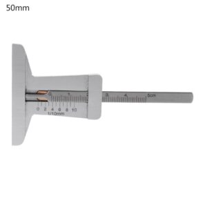 50mm Stainless Steel Zinc Alloy Depth Caliper, Small Tire Tread Mini Depth Gauge, Suitable For Cars And Trucks
