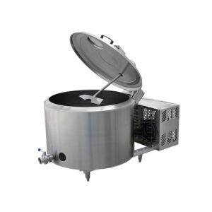 Serbatoio di raffreddamento del latte verticale da 330 litri, unità di raffreddamento di tipo aperto per 2 mungiture