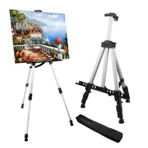 Aluminum Metal Tripod Easel Adjustable Height, Artist Sketch Painting Portable Easel