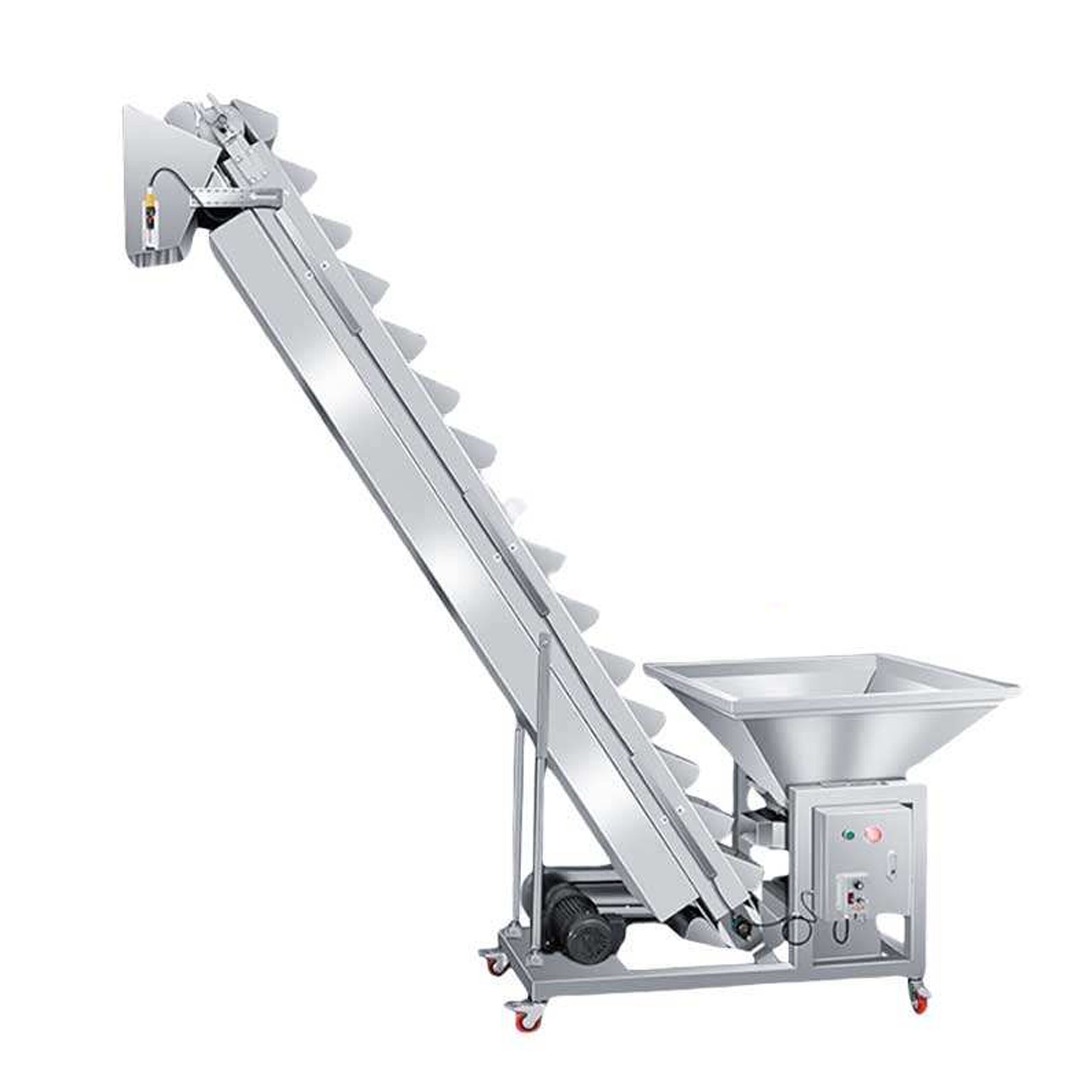 Steigförderer mit lebensmittelechtem PU-Band für die Verarbeitung und Förderung von Agrarlebensmitteln