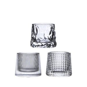 Creative Spinning Base 150ml Whiskey Tumbler Embossed Crystal Luxury Drinking Cup