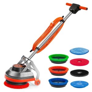 Commercial Heavy-Duty Floor Cleaning Machine With Brushes And Pads